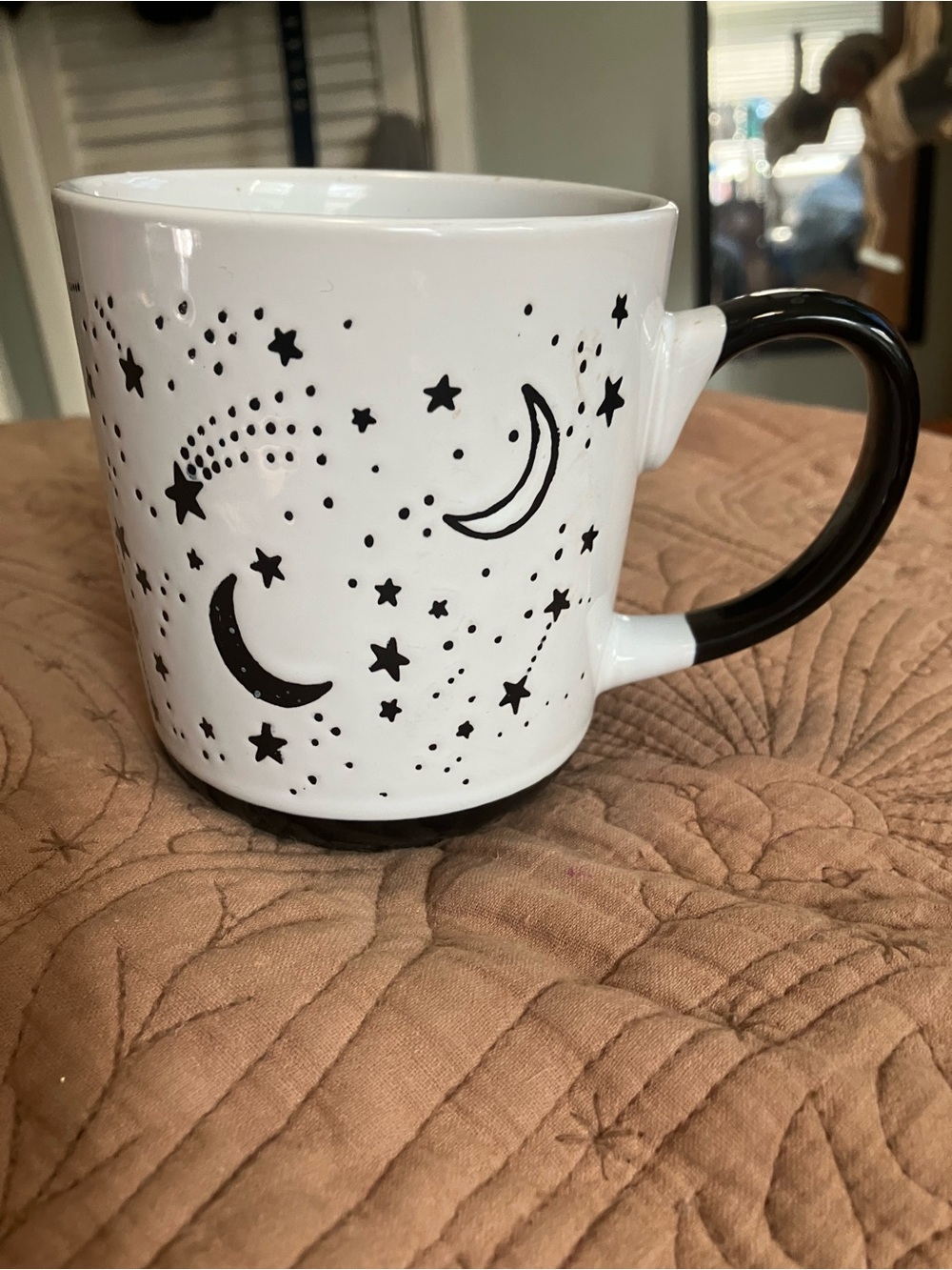 Celestial Moon & Stars Ceramic Mug - White and Black